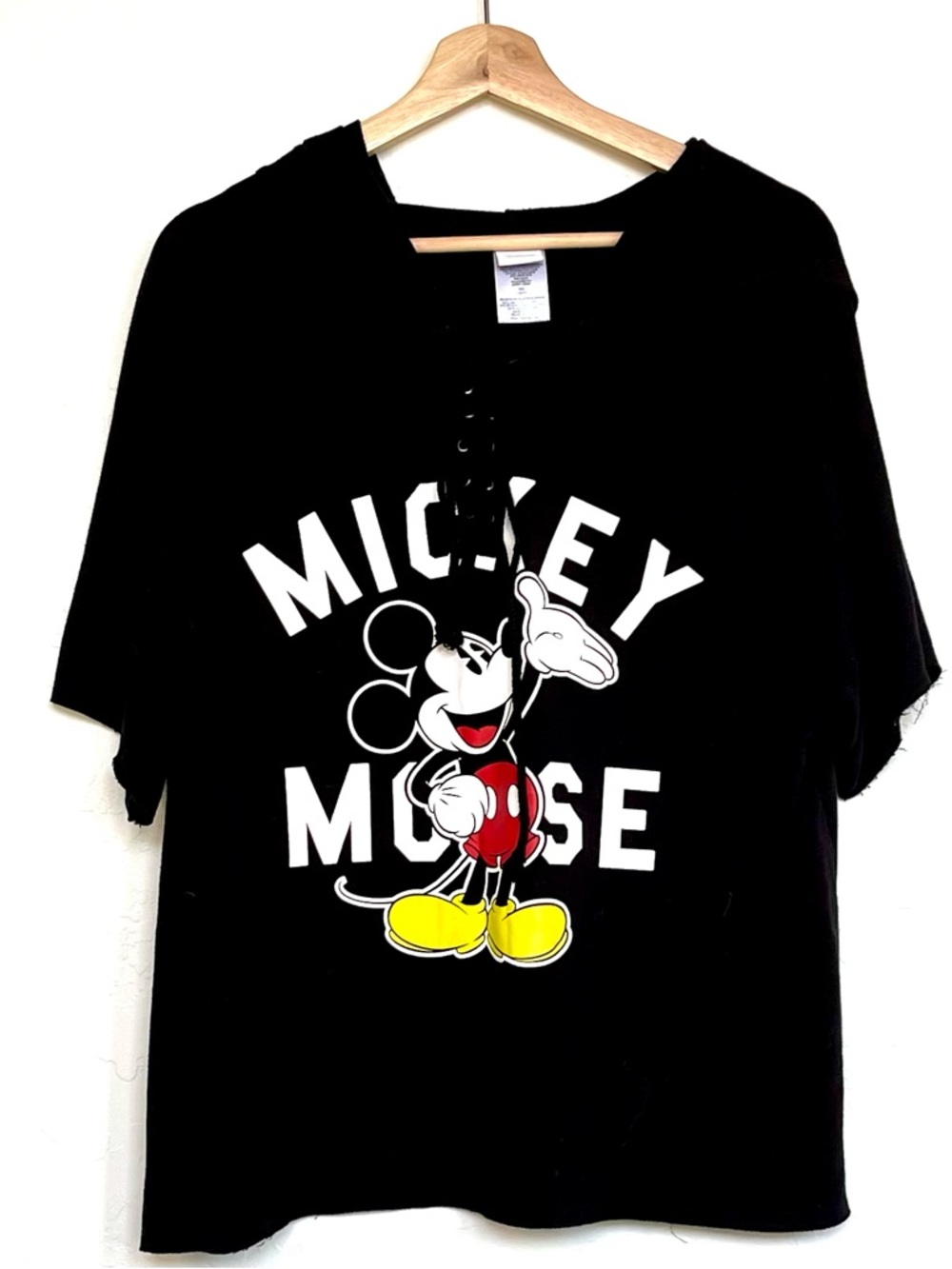 Disney Mickey Mouse Girls Juniors Hooded Lace Up Top Size XL 15-17